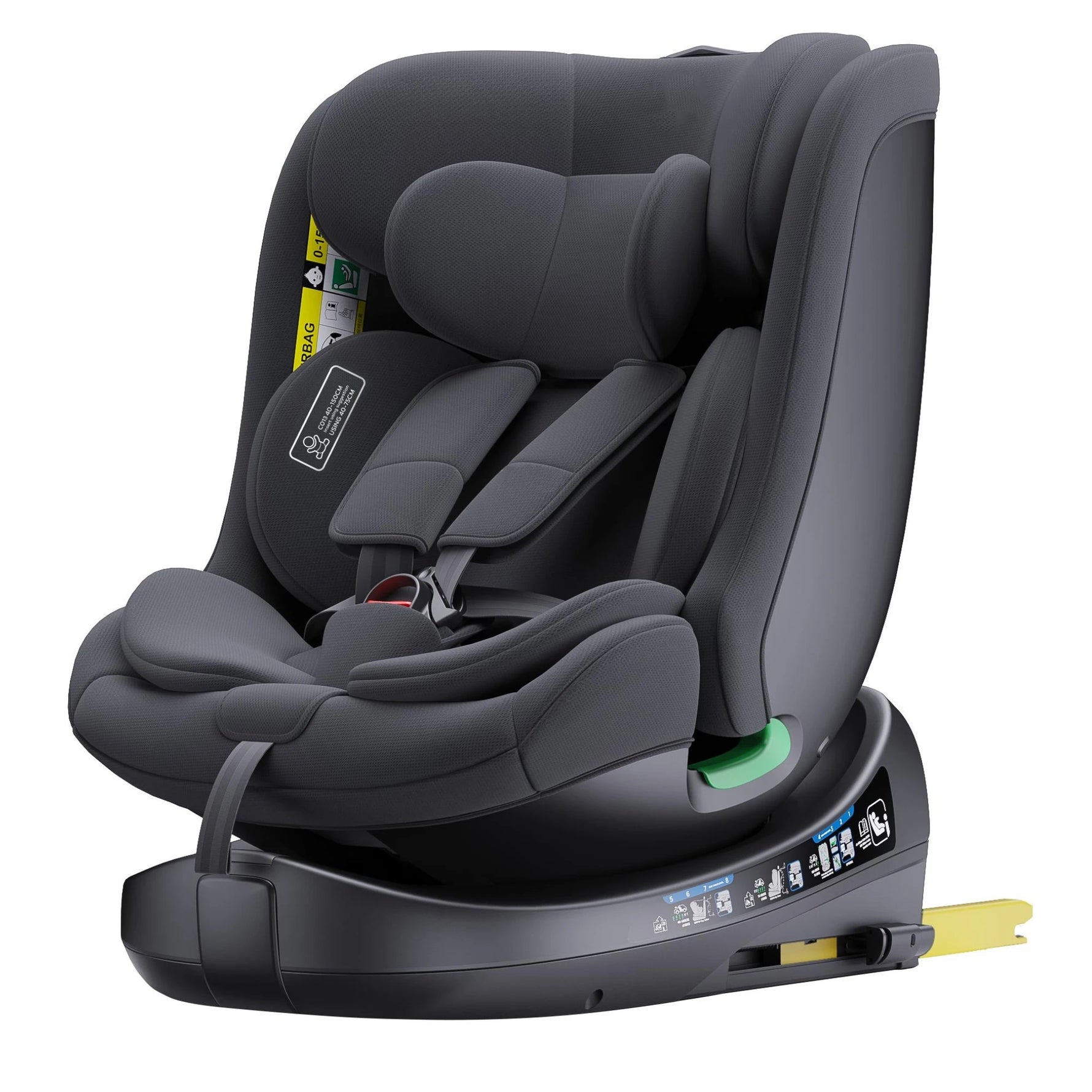 Child seat 360° ISOFIX rotating baby car seat, ECE R129/0-36 kg/0-12 years, 5-point seat belt