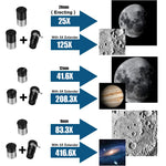 BORWOLF AZ70500 refracting astronomical telescope 70MM large aperture 25X-416X for observing the moon and planets