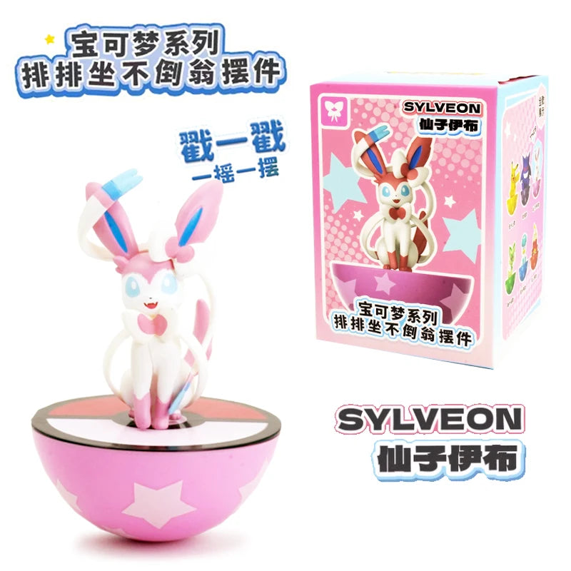 Original Pokemon Anime Figures Pikachu Gengar Sprigatito Sylveon Quaxly Fuecoco Tumbler Toys PVC Model Kawaii Collect Kid Dolls