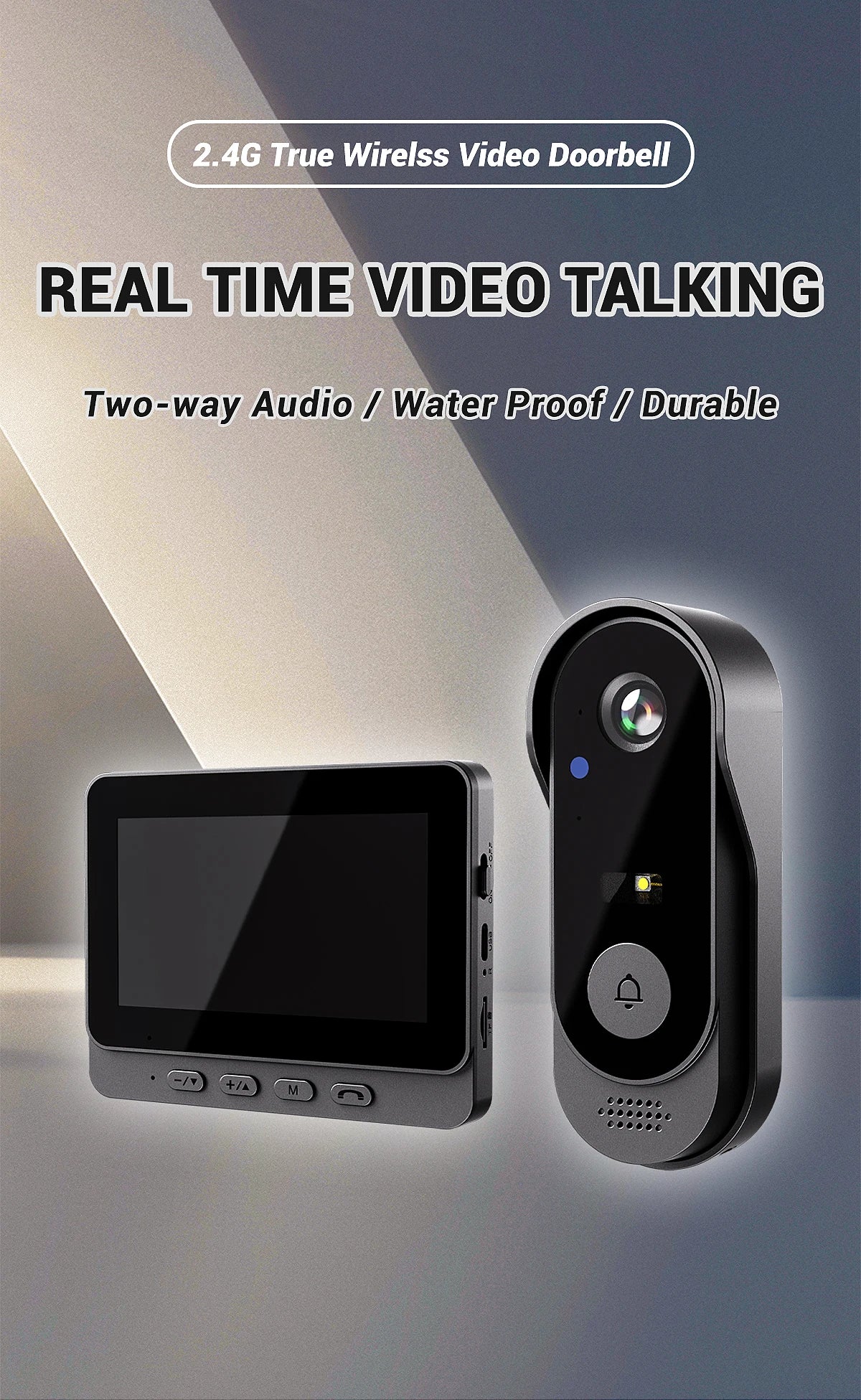 Smart Video Doorbell Outdoor Waterproof Intercom Doorbell Infrared Night Vision Audio Real-Time Monitoring Security Camera