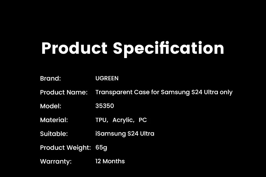 UGREEN Clear Case For Samsung Galaxy S25 Ultra Shockproof Transparent Case Cover Protective TPU for Samsung S24 Ultra Case