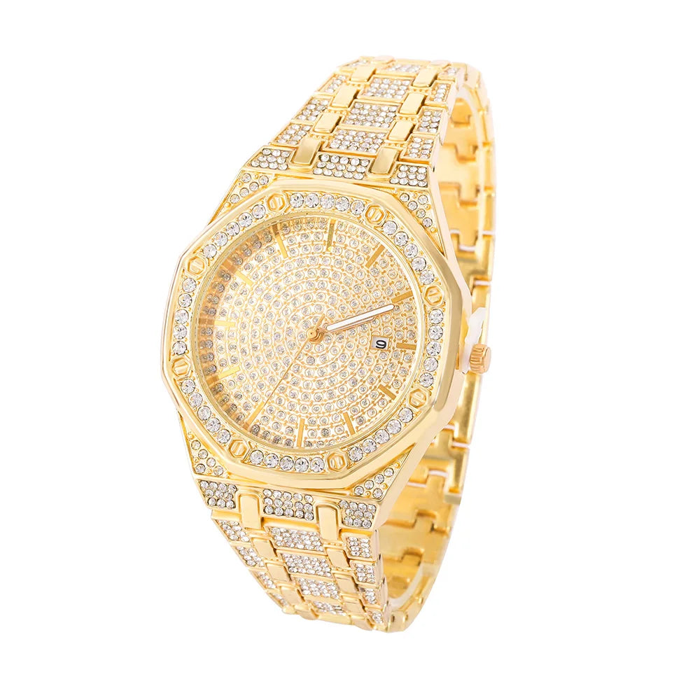 Iced Out Watch for Men Gold Watch for Men Hip Hop Fashion Cool Bling Bling Gold Diamond Luxury Mens Watch Dropshipping Relogio