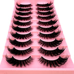 NEW 10 Pairs Cat Eye Lashes Fluffy Faux Mink Lashes 8D Wispy Lashes Pack Dramatic Long Thick Volume Eyelashes False Eyelas