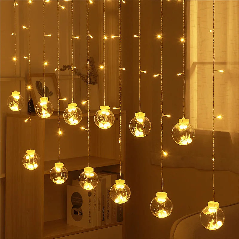Christmas 2024 Led Lights Decoration Fairy String for Room Festoon Light Curtain Garland Party Wedding New Year's Bedroom Living