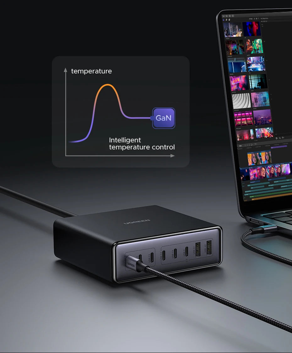 【Korean Plug】UGREEN 200W GaN Charger 8 in 1 Desktop Charging Station For Macbook Laptop iPhone 17 16 Pro Xiaomi Samsung Tablet