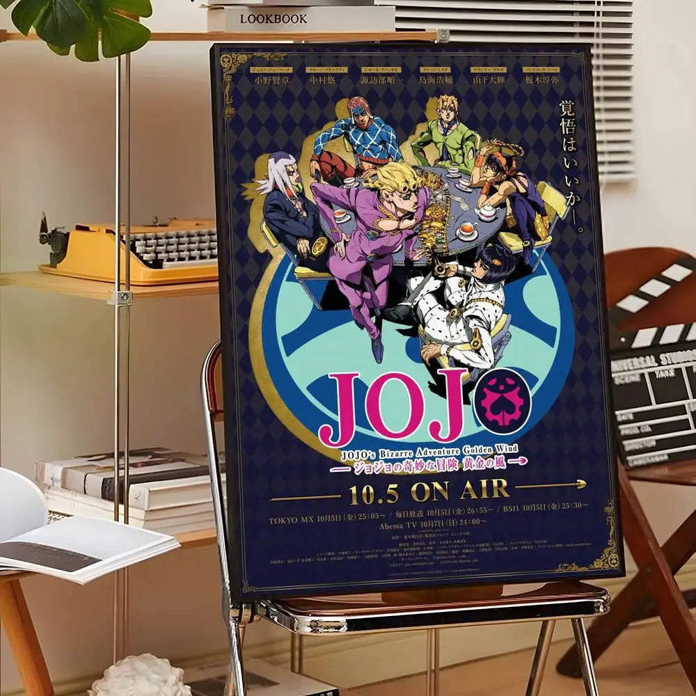 Anime J-JoJo Bizarre Adventure Poster Sticky Wall Art Printing Waterproof Home Living Bed Room Bar Aesthetic Decor
