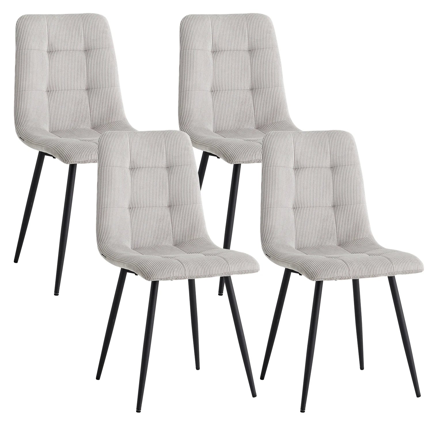 Set of 2/4/6 Modern Dining Chairs Upholstered Padded Corduroy Fabric Chairs Metal Legs for Restaurant  Dining Room