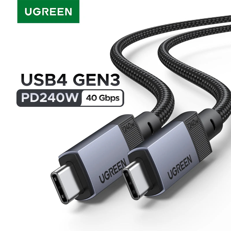 UGREEN USB4 Gen3 240W & USB3.1 Gen2 Fast Charging Cable 1m, Aluminum Shell Braided Nylon, PD3.1 for MacBook Pro iPad
