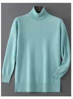 Men's 100% Pure Wool Pullover Sweater For Autumn Winter High Collar Knitted Long Sleeved Loose Solid Color Casual Simple Warmtop