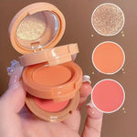 3in1 Blush Palette Pressed Highlighter Palette LongLasting Waterproof Matte Highlighter Shimmer  Blush Makeup