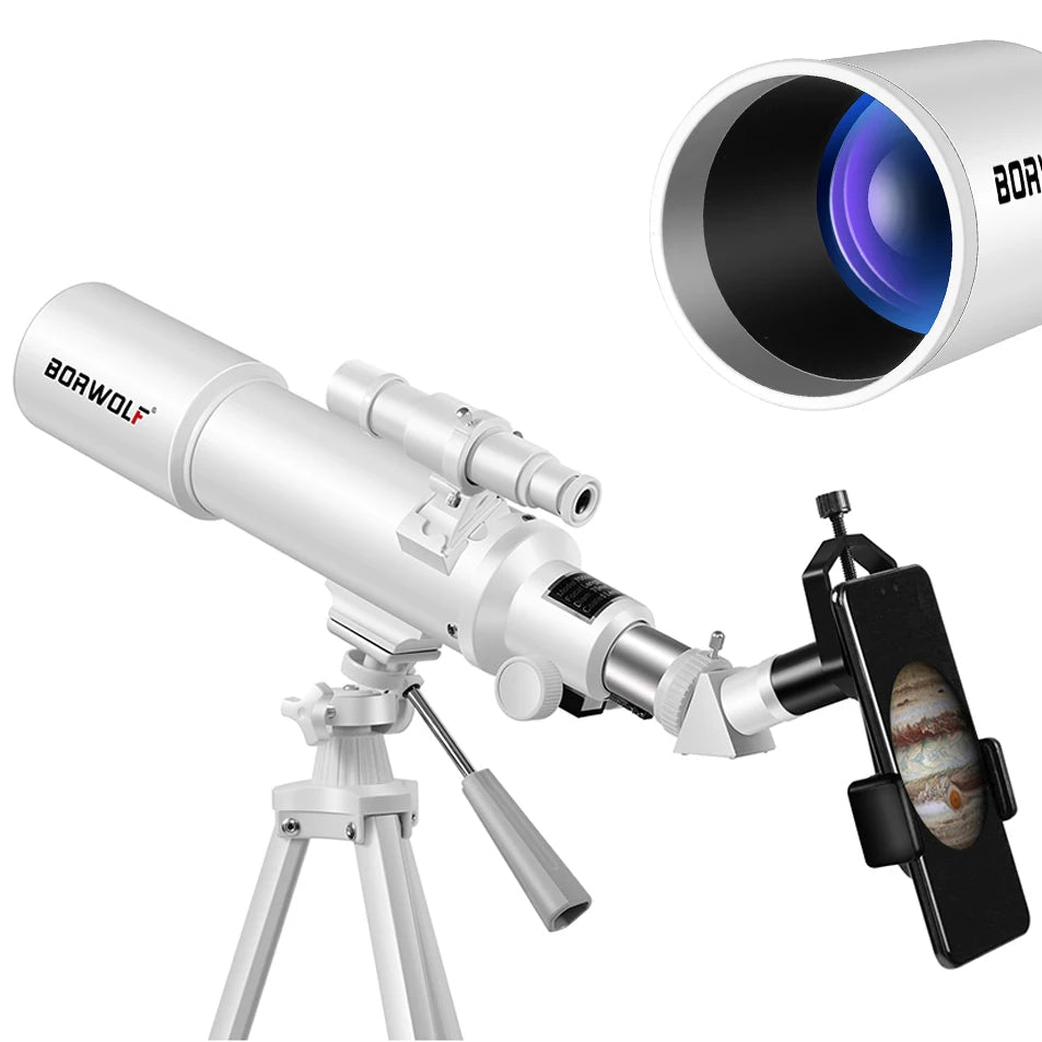 BORWOLF AZ70500 refracting astronomical telescope 70MM large aperture 25X-416X for observing the moon and planets