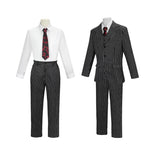 Wednesday The Addams Family Gomez Addams Cosplay Costume Black Striped Blazer Pants Vest Shirt Tie Set Halloween Carnival Outfit
