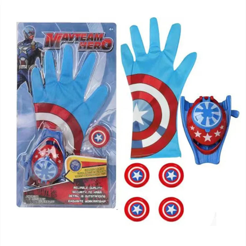 Super Heroes Figures Toy PVC Ironman Hulk Captain America Launcher Toys Gloves Kids Brinquedos Gift