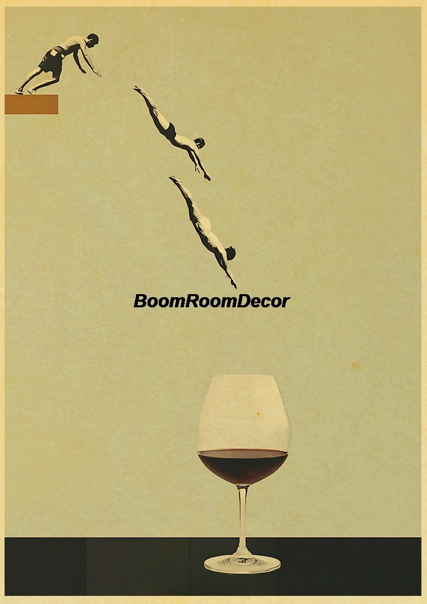 Retro Abstract Creative Poster Kraft Paper Nostalgia Canvas Prints Modern Landscape Coffee Bar Wall Art Posters Living Decor