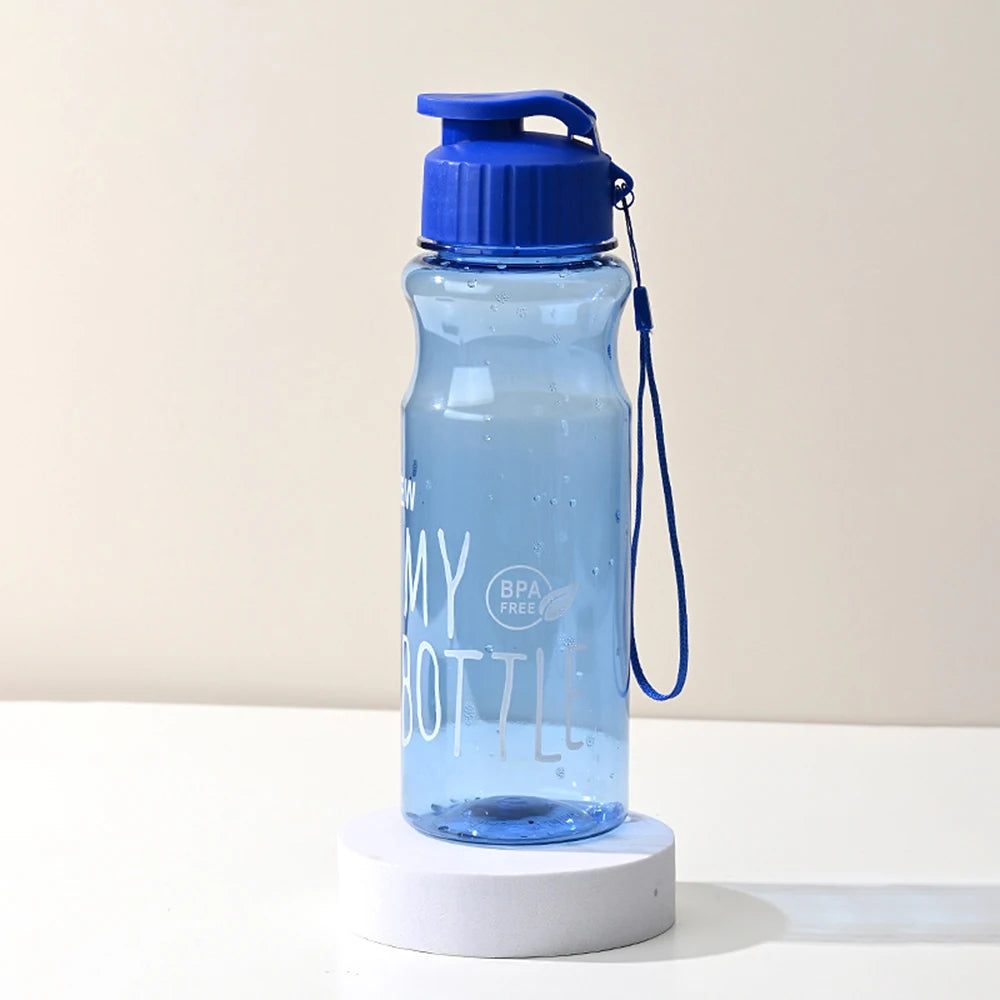 550ml Plastic Water Bottle Portable Sports Cup With Anti Drop Rope Outdoor Water Container Color Transparent Pet Flip Cover