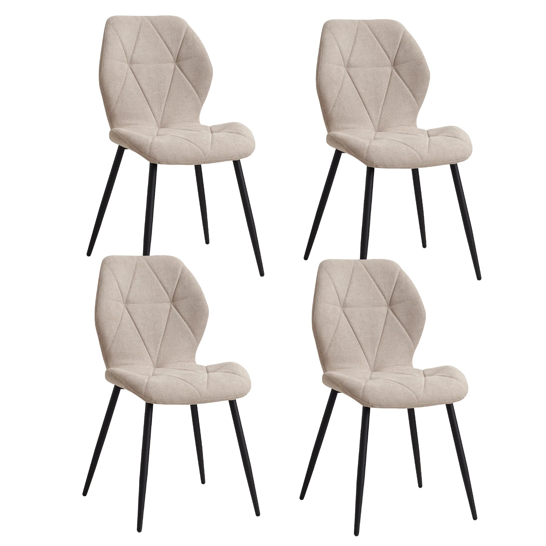 Set of 2/4/6 Dining Chairs Upholstered Padded Linen Fabric Kitchen Chairs Metal Legs for Balcony Restaurant  Dining Room