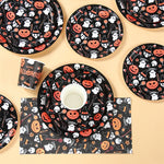 Halloween Disposable Tableware Halloween Party Decoration Spooky Pumpkin Paper Plates Napkins Cups Trick or Treat Party Supplies