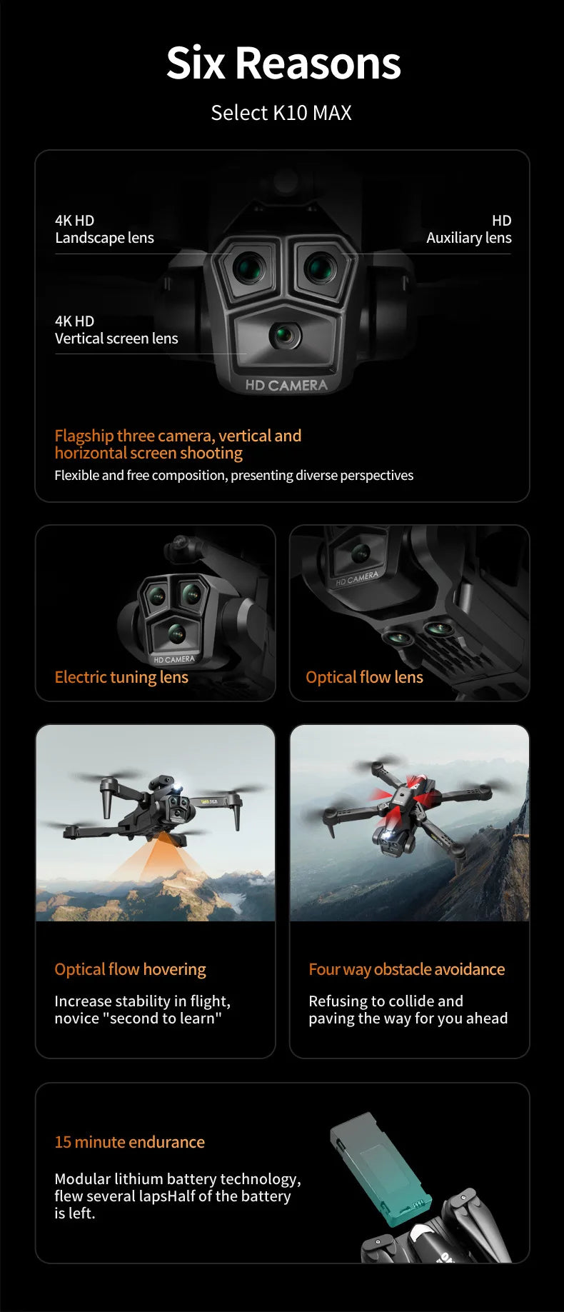 K10 Max RC Drone HD 4K Plane 3 Camera Helicopter Obstacle Avoidance Wifi FPV Quadcopter Optical Flow Aircraft Helicopter Kid Toy