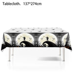 Halloween Tableware Set Horror Themed Disposable Party Tableware Festival Decoration Props Banner Paper Plates Tablecloth Set