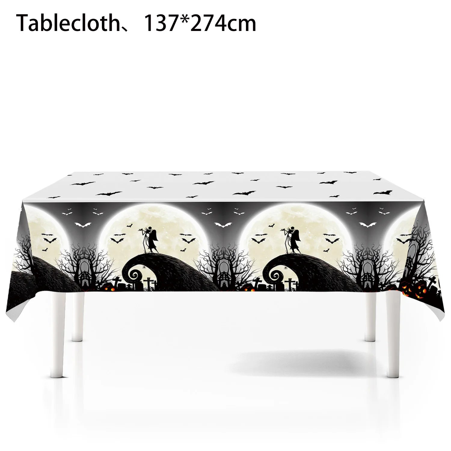 Halloween Tableware Set Horror Themed Disposable Party Tableware Festival Decoration Props Banner Paper Plates Tablecloth Set