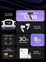 UGREEN LCD Full Color Smart Screen Wireless TWS Bluetooth Earphones Earbuds 52dB Active Noise Cancelling ANC In Ear Headphones