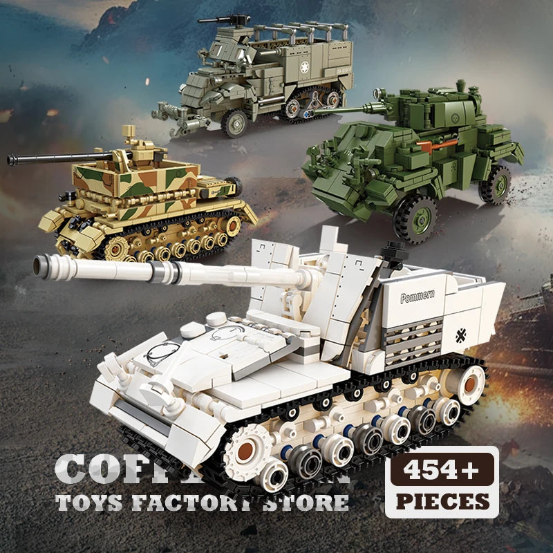 WW2 Classic Anti-tank Gun Building Blocks Army Weapon Toys Military Armored Cars MOC Bricks Tank Model Adult Children Gifts NEW