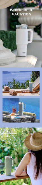 Tyeso 900/1200ML Tumbler Bottle Stainless Steel Car Mug With Handle Straw Thermal Iced Travel Vacuum Insulated Coffee Hot Cup