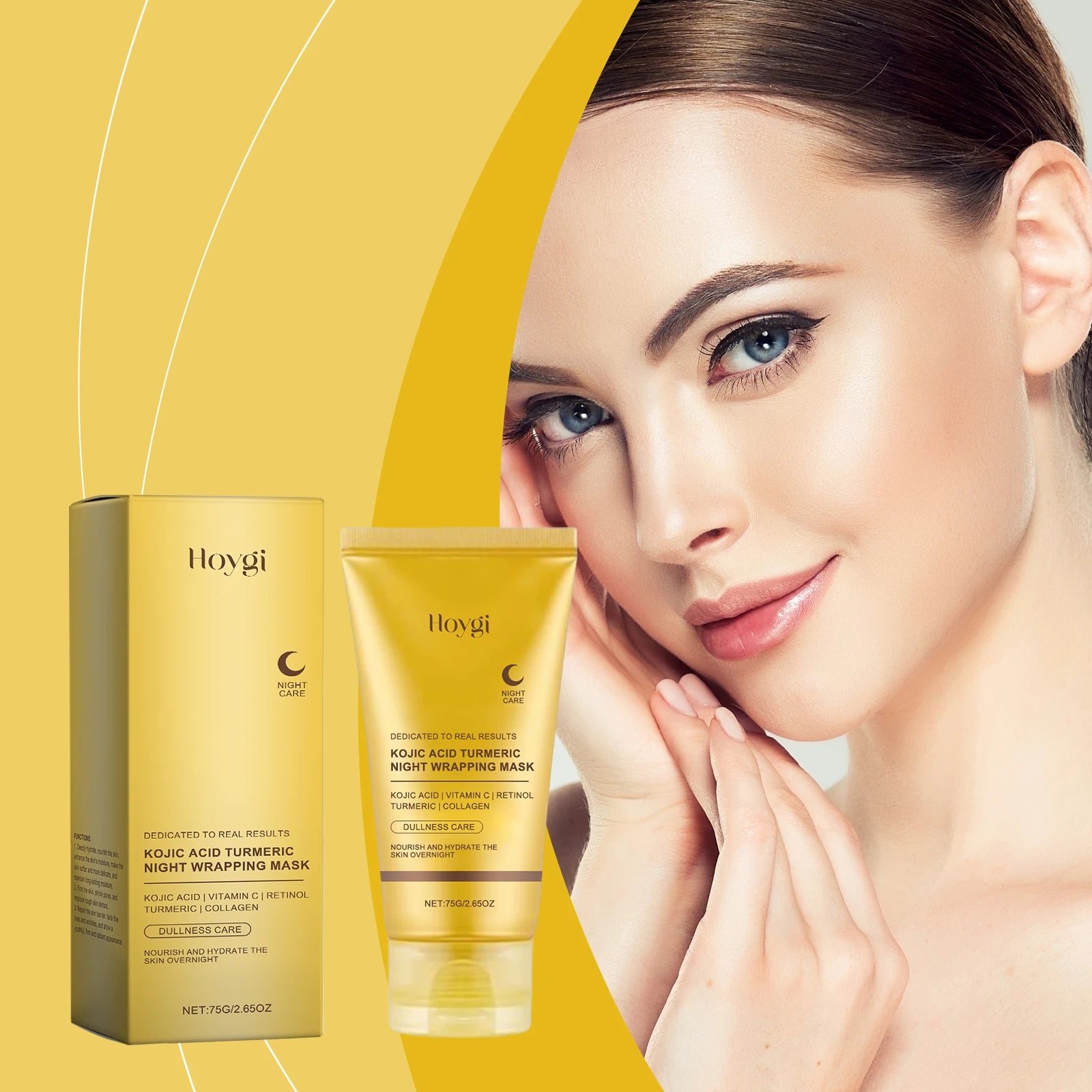 Hoygi  Turmeric Collagen Peel-Off Mask - Hydrating, Fading Dullness, Tightening Pores, Nourishing and Rejuvenating the Skin