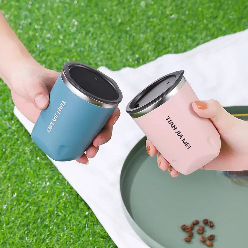 300ml Thermos Cup Men's and Women's Exquisite Portable Cup 304 Stainless Steel Simple Water Cup Office and Home Milk Coffee Cup