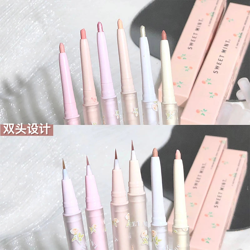 Sweetmint Mulitfuntiona Double Ended Lying Silkworm Pencil Highlighter Makeup Pen Nude Liquid Contour Liner Eye Brightener Stick