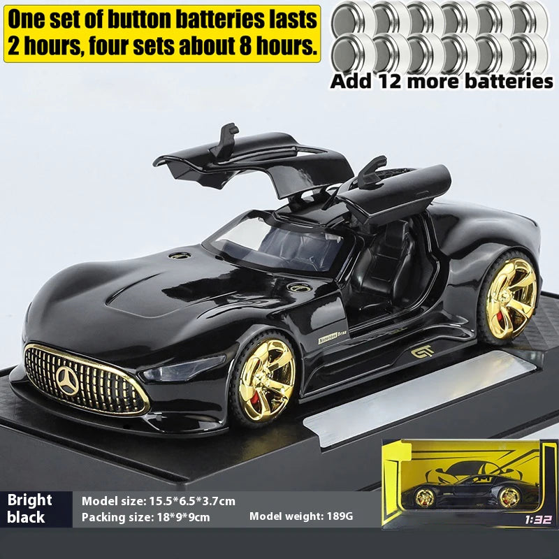 1:32 Batmobile Vision GT AMG Super Concept Car Diecast Metal Alloy Model Car Pull Back Sound And Light Bat Custom Edition Friend