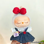 For Korea Kpop Exo Labubu Idol Dolls Jean Dress Big Bowknot Doll Clothes Kids Gift 15-17cm Cute Mini Clothes Doll Accessories