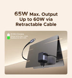 UGREEN 65W GaN Charger With Retractable USB C Cable For iPhone 17 16 Pro Samsung Xiaomi Laptop Macbook Tablet PD Fast Charger