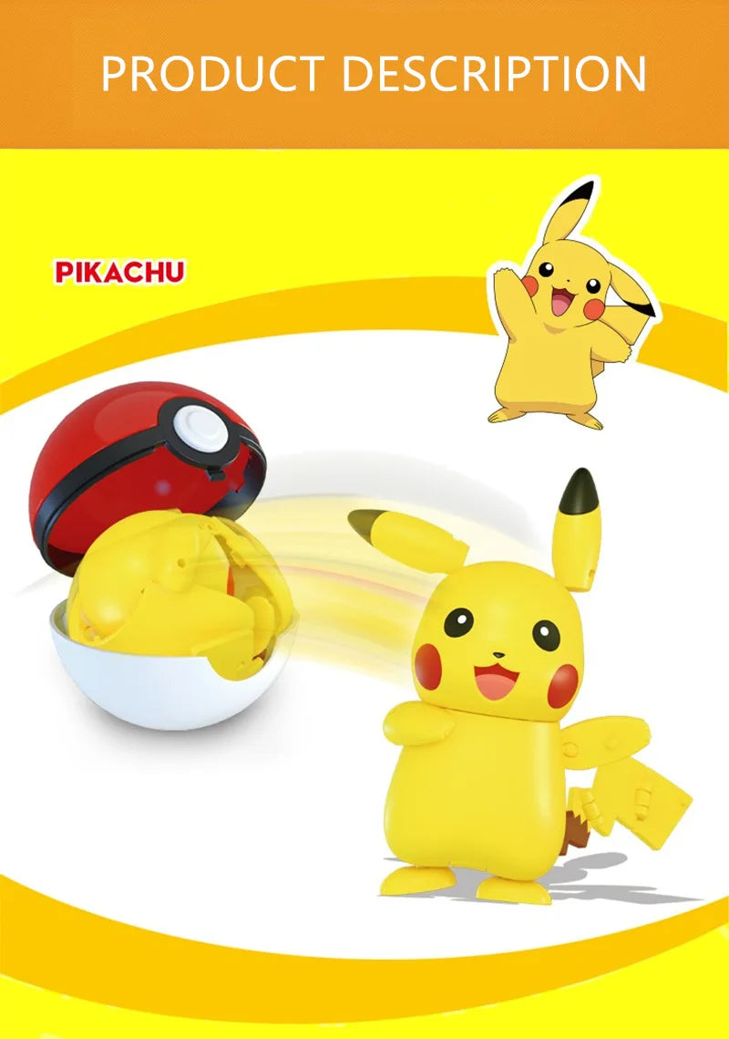 Pokemon Ball Toys Anime Figure Charizard Pikachu Mewtwo Eevee Monster Action Deformation Pokeball Toys Figures Model Kids Gifts