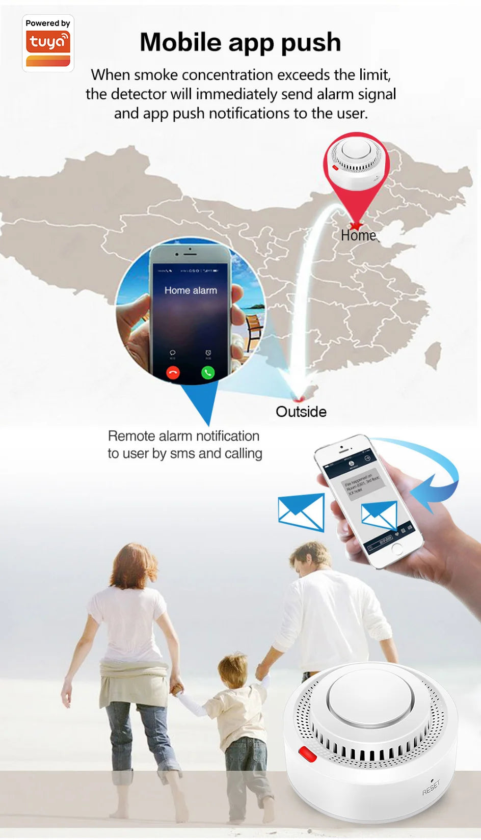 Tuya Smart WiFi Smoke Sensor Fire Protection Smoke Detector 85dB Sound Security System Firefighters  Smartlife APP Control