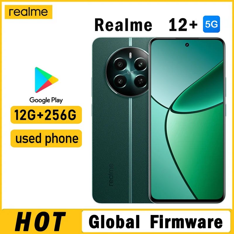 OPPO Realme 12+ 5g Smartphone Global firmware Unlocked 12GB 256GB 5000mAh Android Main camera50 MP Fingerprint Used Phone