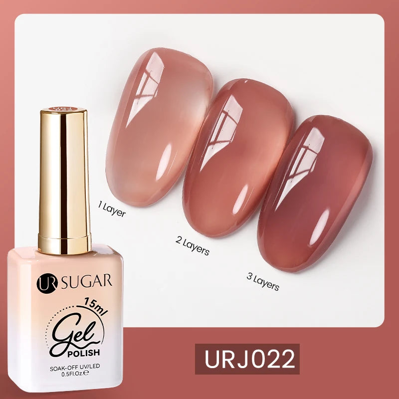 UR SUGAR 15ml Blood Red Jelly Gel Nail Polish Translucent Color Crystal Nude Gel Nail Art Varnish For Fall Winter Manicure