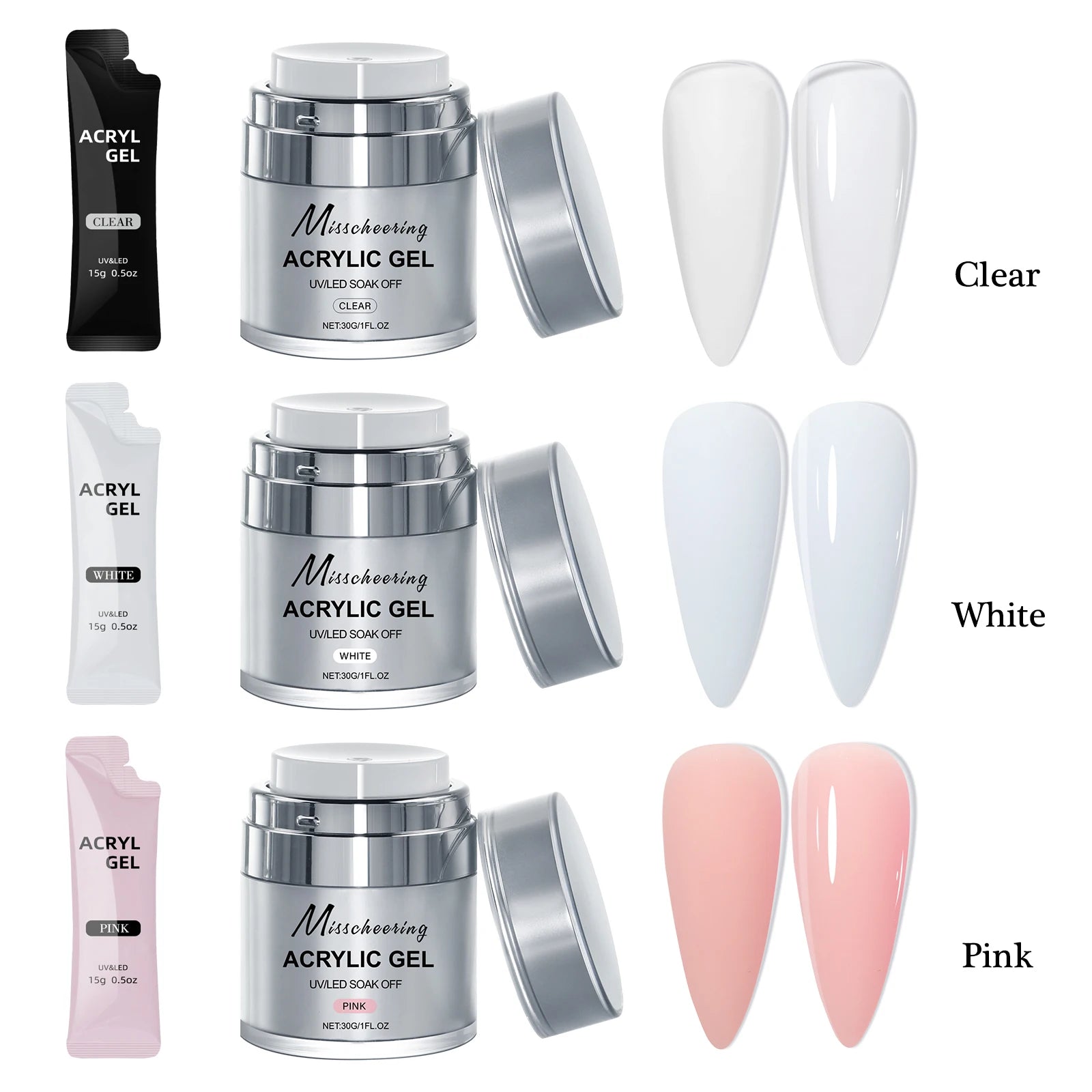 15/30g Quick Builder Nail Gel White Nude Pink Clear Nail Art Extension Gel Multifunctional Acrylic Gel Soak Off UV LED for Salon