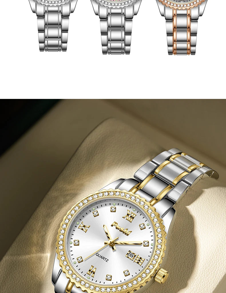 POSHI 990 Fashion Women Watch Elegant Business Quartz Wristwatch Lady Casuan Dress Watches With Date Display Original Clock