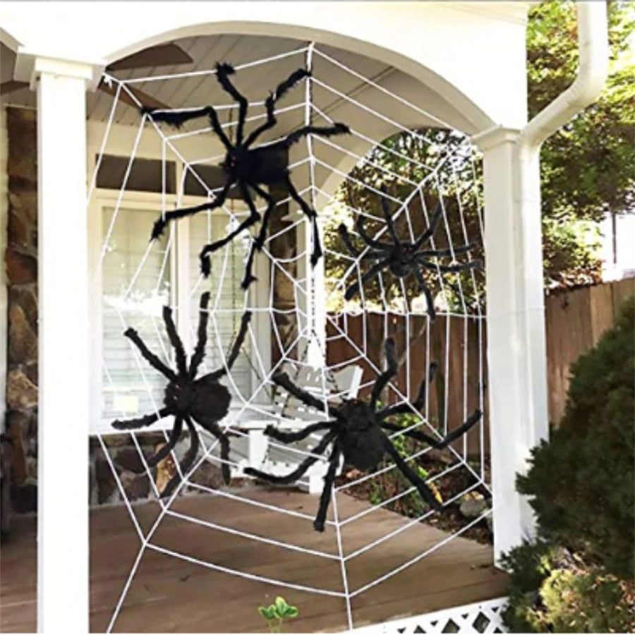 Halloween spider web simulation big black spider decoration bar scene layout props party decoration lawn scenery home decoration