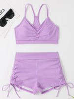 2025 High Waist Drawstring Front Bikini Set – Women's Swimsuit Swimwear Beachwear