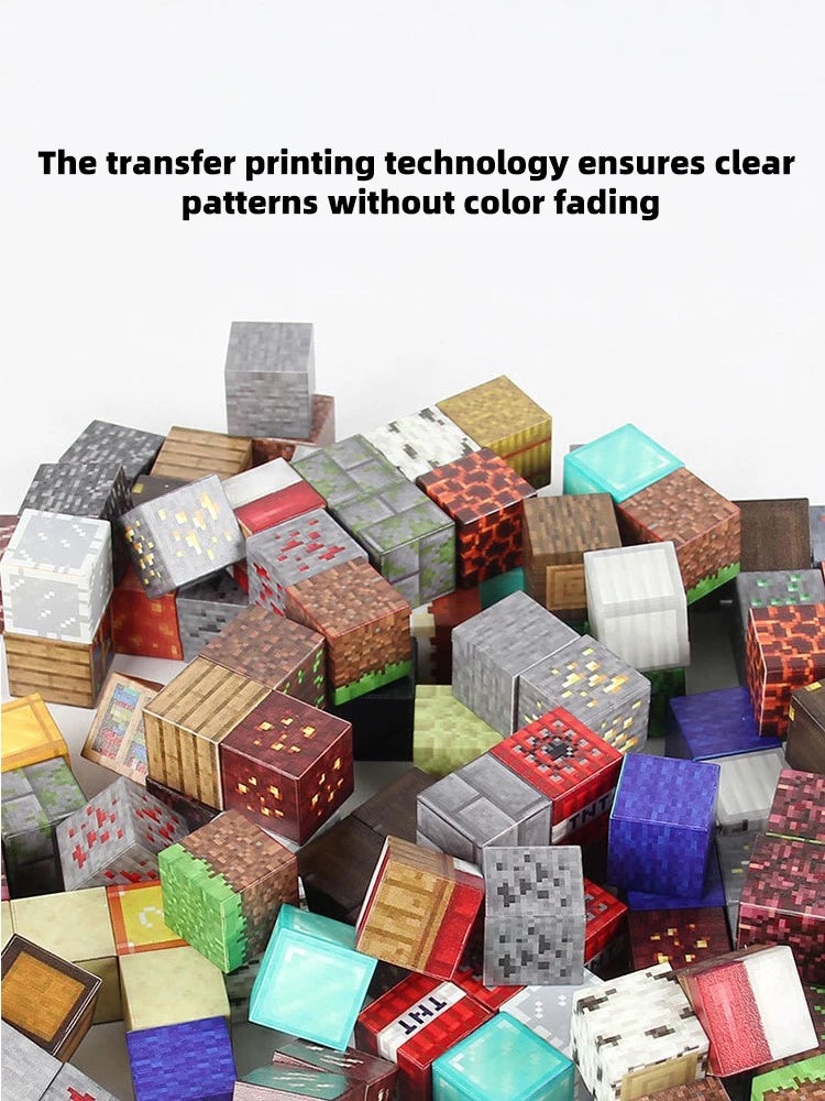 Magnetic Building Blocks Montessori STEM Educational Sensory Toys for Mine World Kids Boys Girls Ages 3+ DIY Magnet Cube Gift