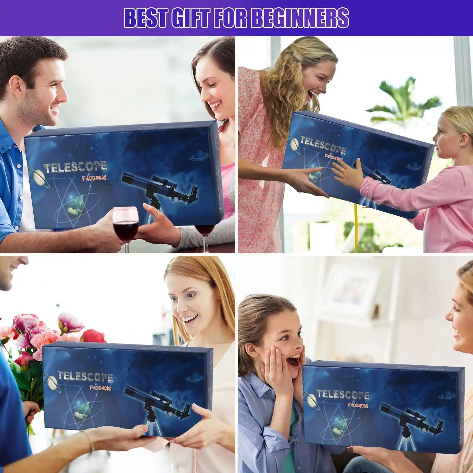 400x40mm Professional Astronomy Telescope for Beginners with Aluminum Tripod, Ideal for Kids & Adults Stargazing Children Gifts