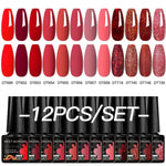 MEET ACROSS 12Pcs Gel Nail Polish Set 7.3ml Pink Blue Neon Macaron Color for Nails UV Gel LED Nail Art  Varnish Manicure Kit