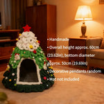 Winter Christmas Tree Cat Nest Handmade /Finished Cat Bed /Winter Warmth Semi Enclosed Dog Nest Felt Cone Pet House 크리스마스 고양이 굴