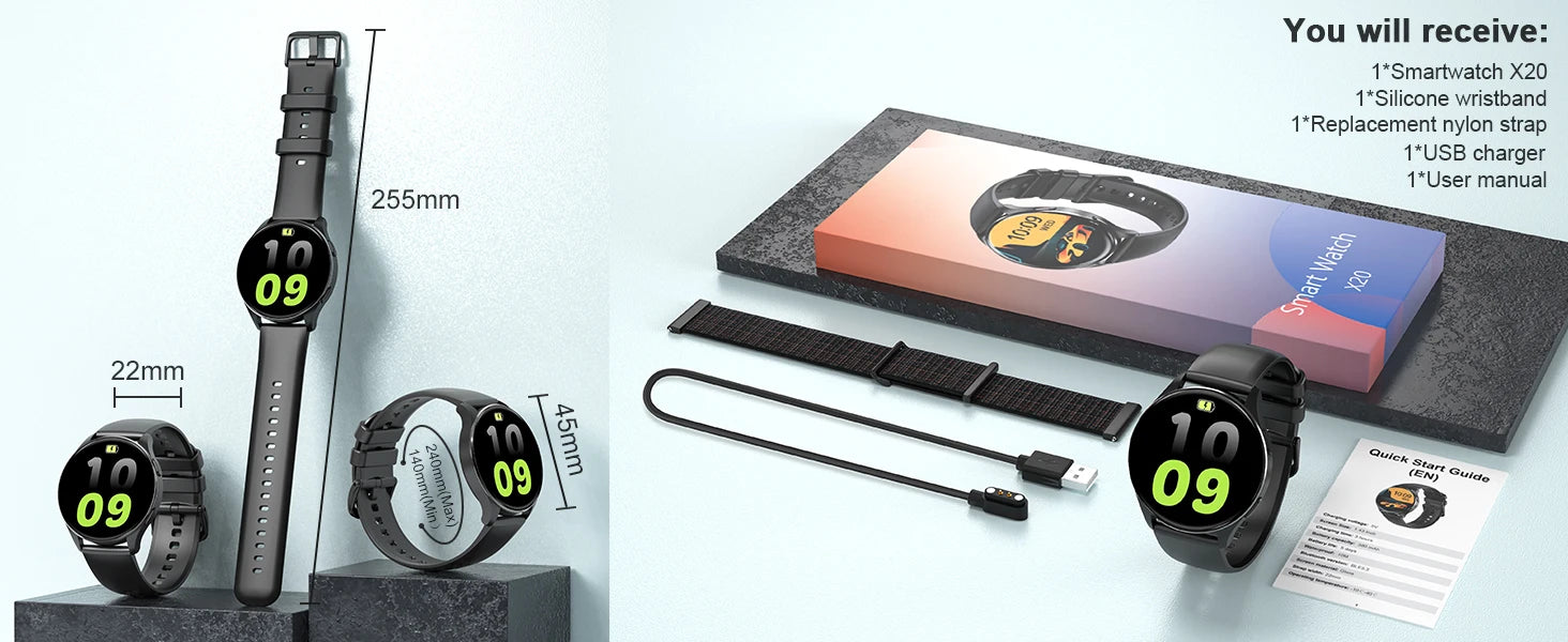 Blackview X20 Smart Watch with Health Monitoring Fitness Tracking 1.43” HD AMOLED Screen Bluetooth Watches for Men Women Gifts