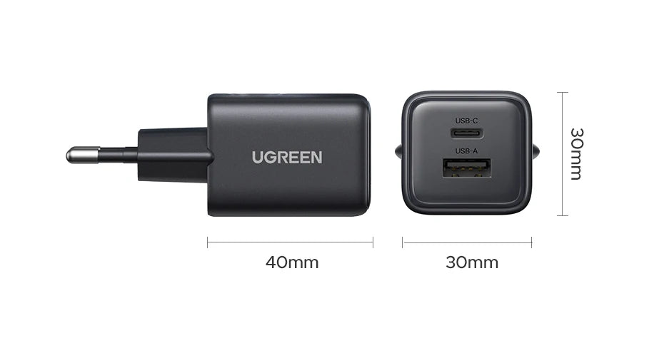 UGREEN 20W GaN Charger PD3.0 QC3.0 Mini USB C Phone Charger For iPhone 17 16 15 Pro Max Samsung S25 Xiaomi Tablet iPad Air Pro