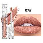 QIBEST Waterproof Diamond Shimmer Glitter Lipgloss Matte Liquid Lipstick Shiny Pearl Lip Glaze Long Lasting LipTint Women Makeup