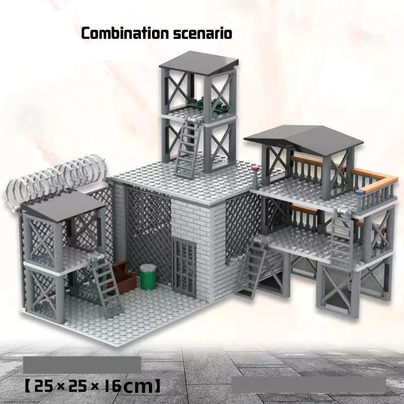 Upgrade Military Base Building Block Sets DIY WW2 Army War scene model Blocks Boys Toys