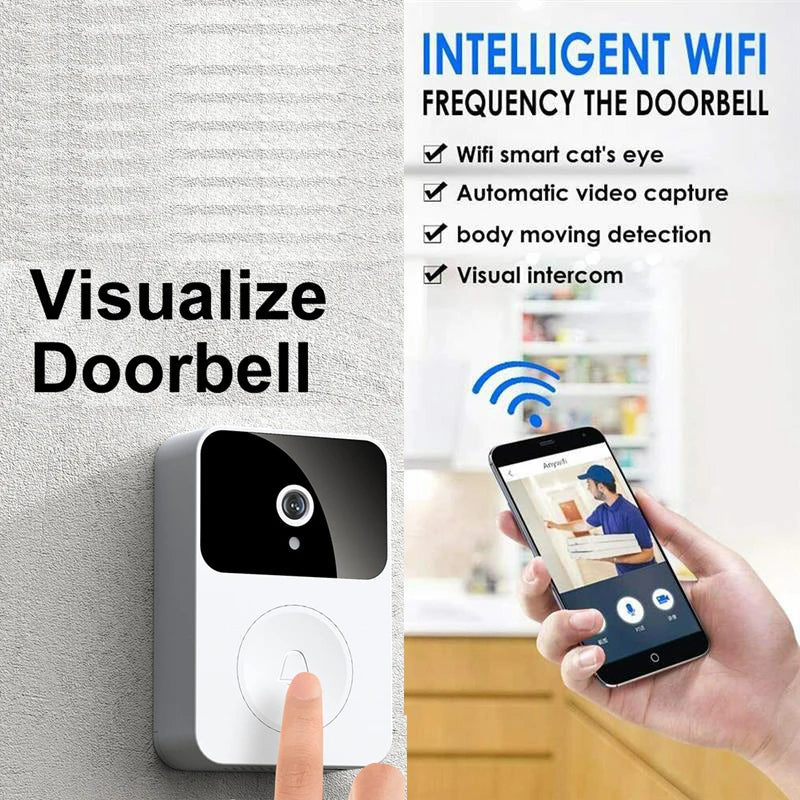 WiFi Video Doorbell 1080P HD Visual Wireless Smart Security Doorbell Camera IR Night Vision 2-Way Audio Real-Time Monitoring